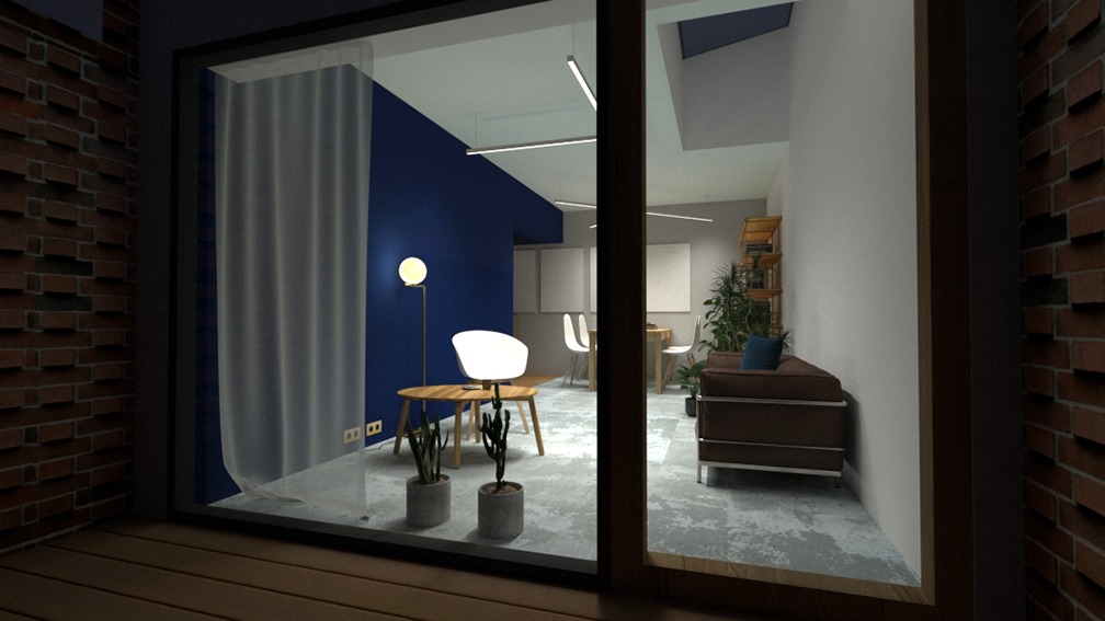 concept-blue-living-room-night-interior-design-trends-2019-PGPstudio Concept for living room with navy wall evening time