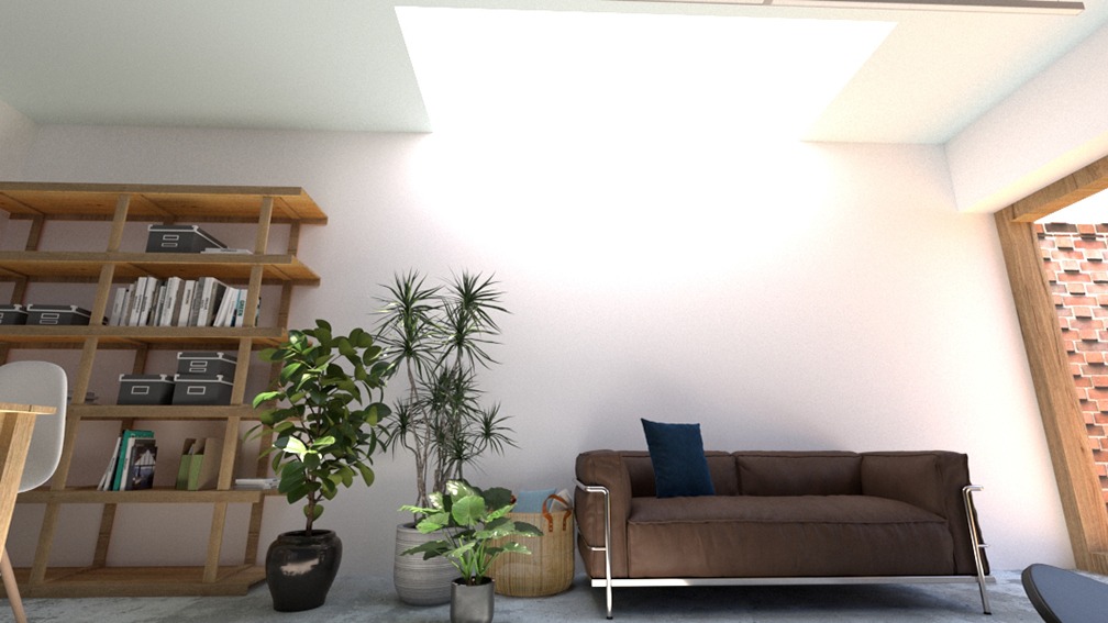 concept-blue-living-room-skylight-interior-design-trends-2019-PGPstudio Concept for living room with large roof skylight