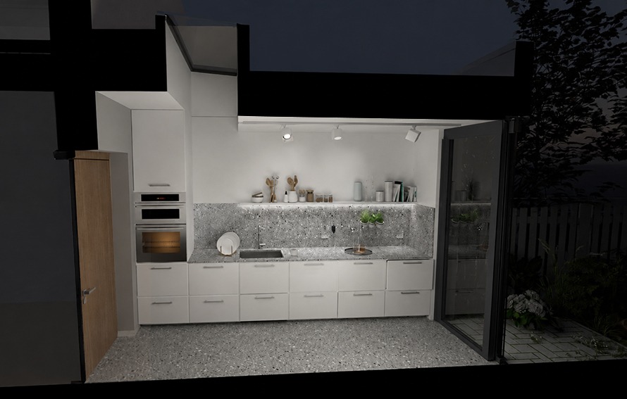 concept-terazzo-kitchen-night-section-interior-design-trends-2019-PGPstudio Concept kitchen evening section