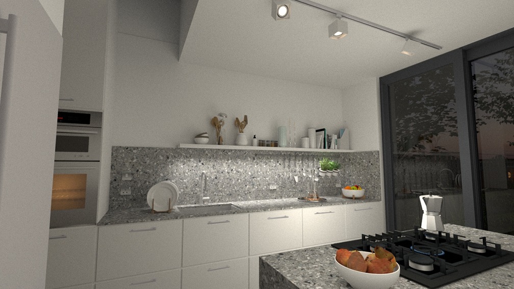 concept-terazzo-kitchen-with-island-interior-design-trends-2019-PGPstudio Concept kitchen evening time