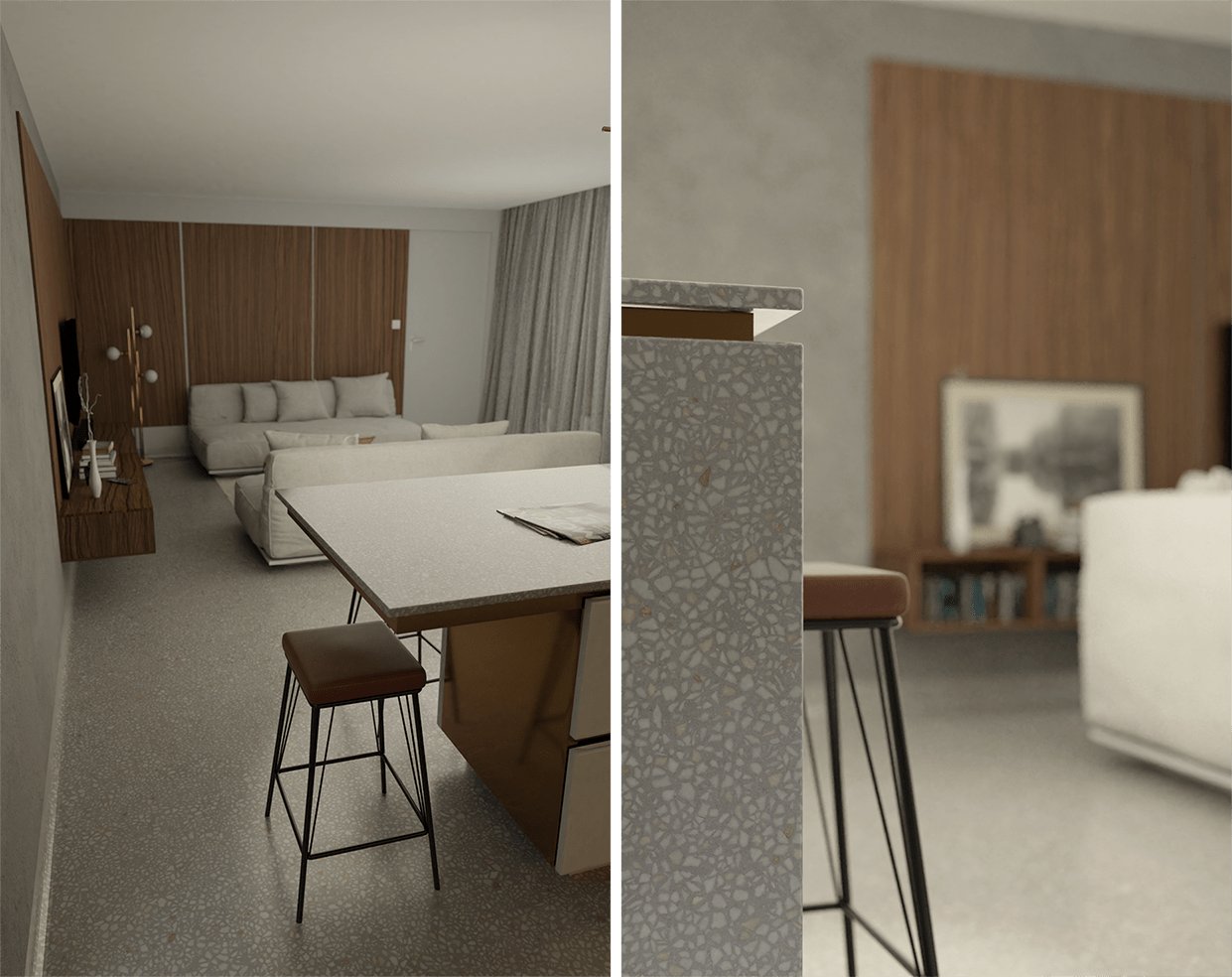 kitchen-island-terazzo-garden-house-interior-design-trends-2020-pgpstudio Garden House terazzo elements