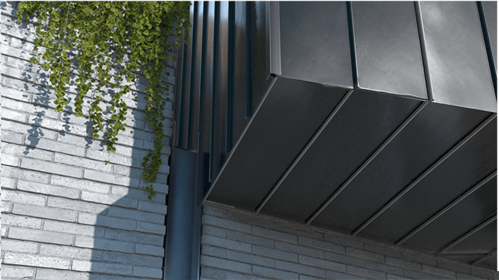 black-zinc-cladding-reclined-materials-exposed-gutter-hill-house-exterior-architecture-trends-2021-pgpstudio Black zinc detaill