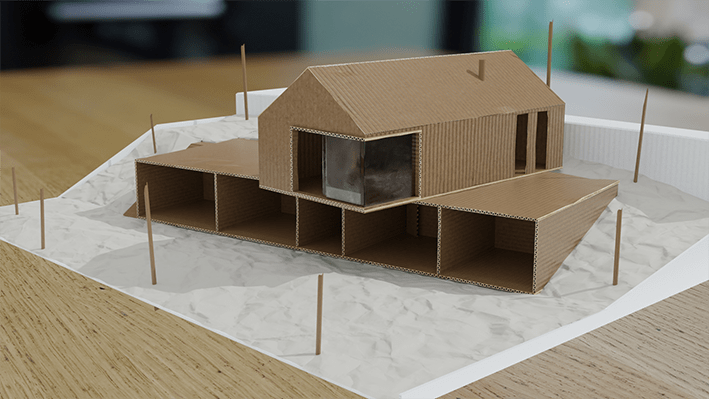 cardboard-model-client-presentation-hill-house-exterior-architecture-trends-2021-pgpstudio Cardboard from the garden