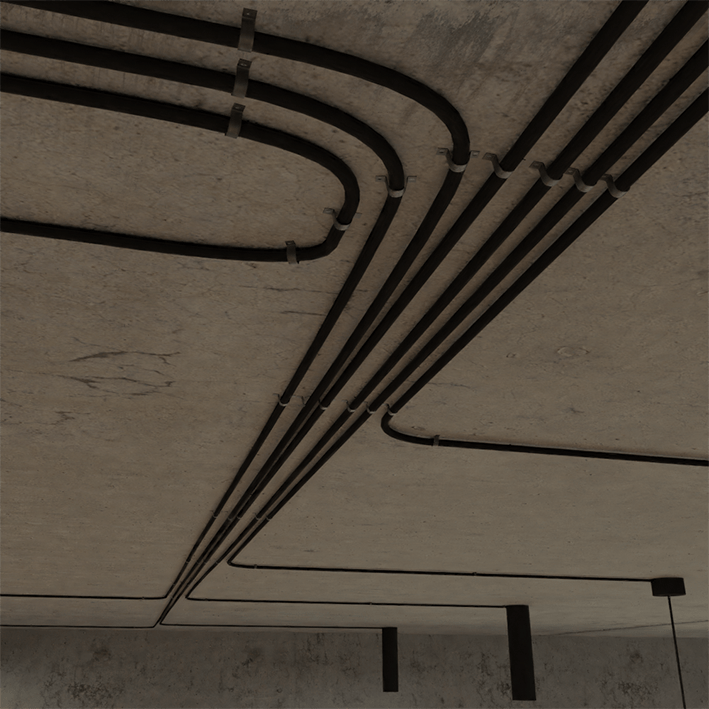 industrial-exposed-ceiling-power-cables-summer-house-exterior-architecture-trends-2022-mallorca-pgpstudio Mallorca interiors ceiling cables
