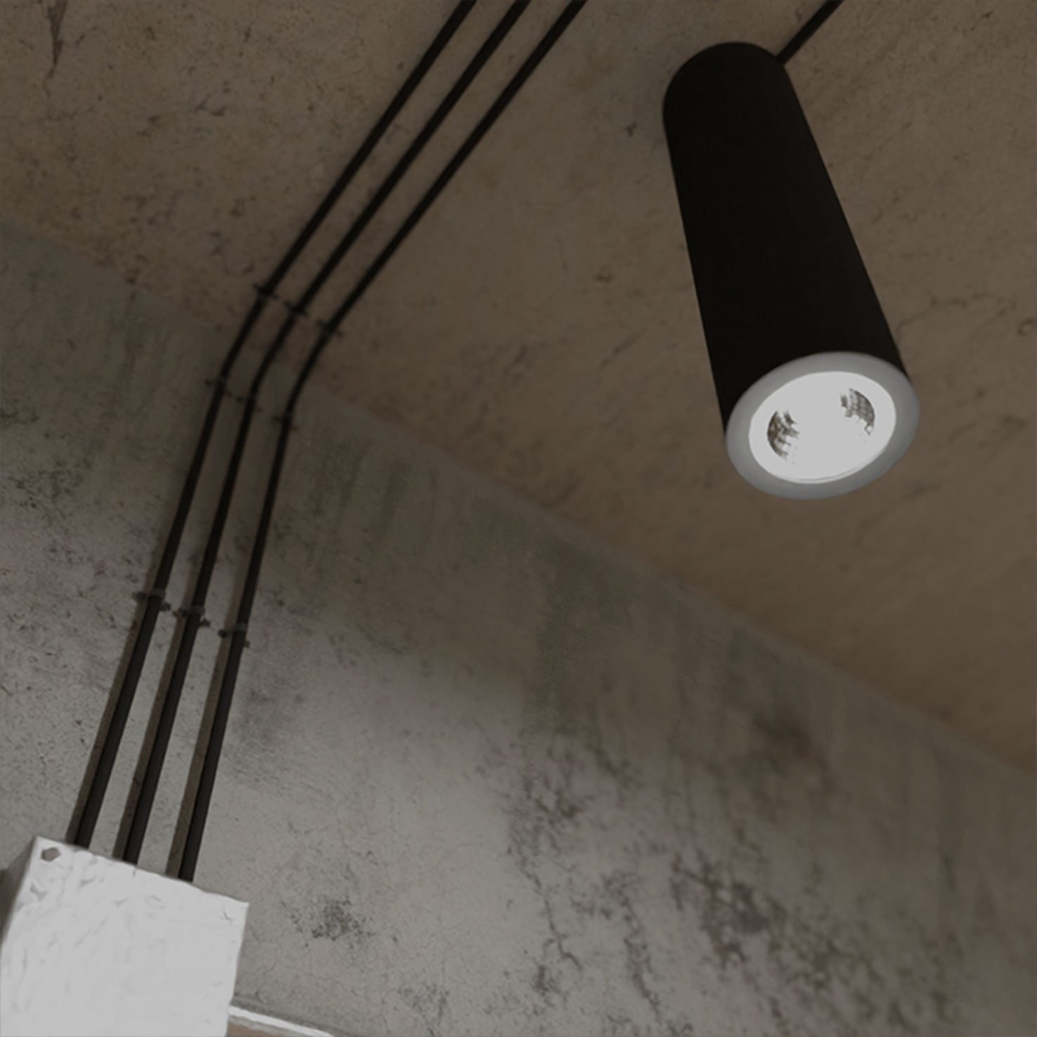 Summer House ceiling with exposed power cables