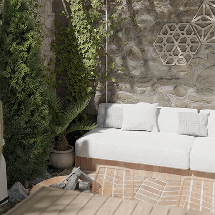 patio 2 with with lounge and fireplace