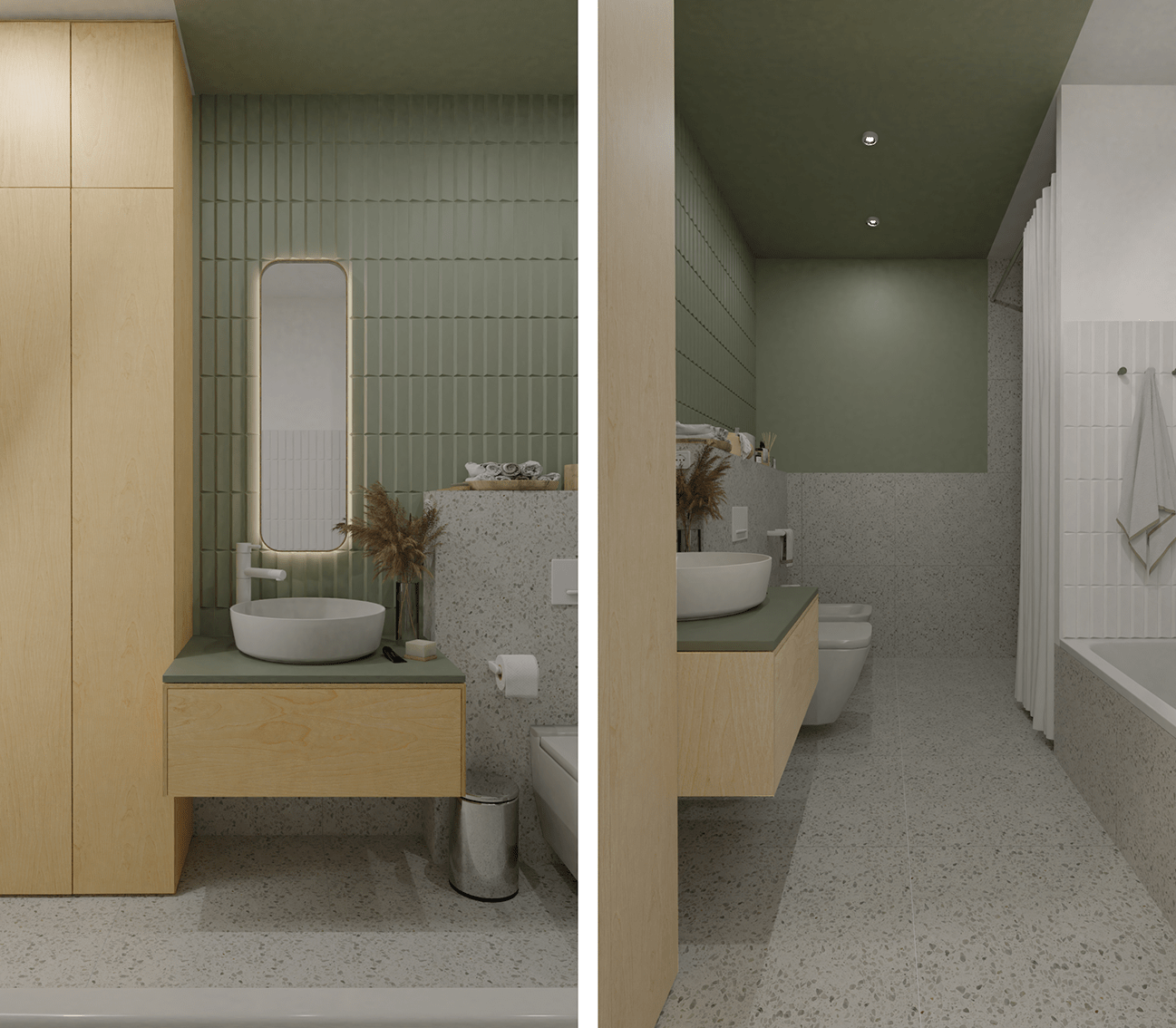 sage-bathroom-bespoke-furniture-image-interiors-trends-2021-PGPstudio Sage bathroom front