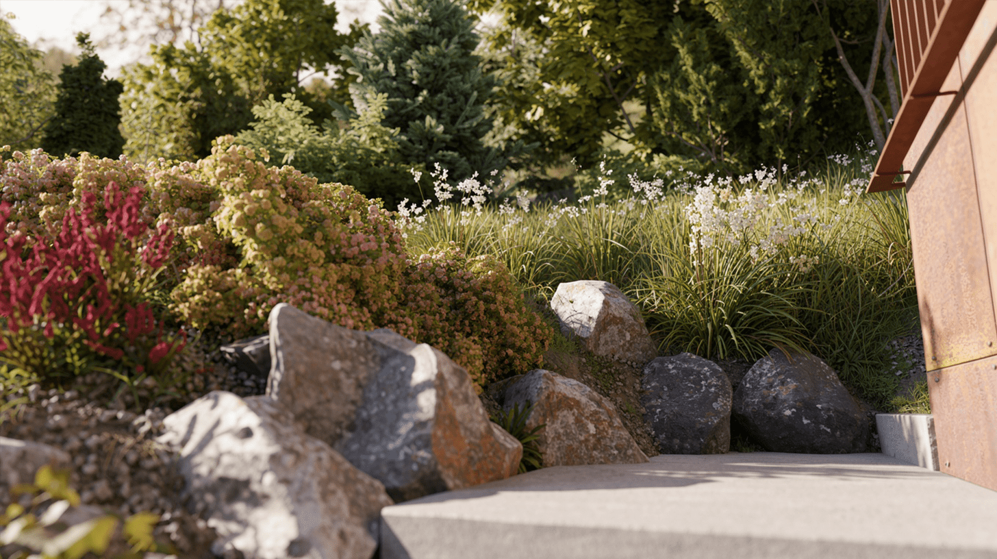 Hill-House-landscape-stairs-PGPstudio Hill House garden birds view of rockery and stairs