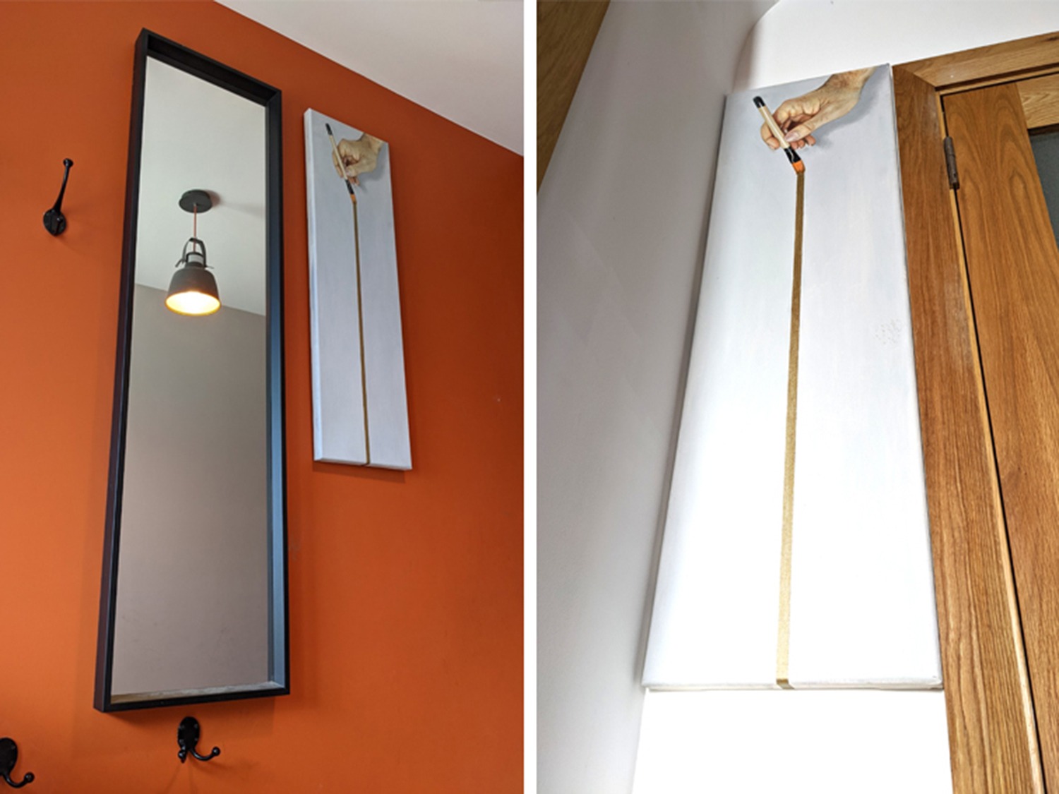 orange-corridor-mirror-art-interior-design-trends-2022-PGPstudio Art on an orange wall