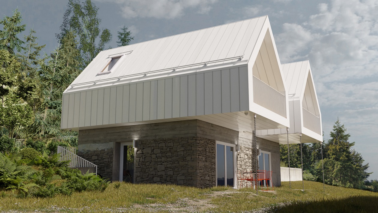 wisla-rental-house-zinc-cladding-entrance-architecture-trends-2020-PGPstudio Barn conversion from the access road