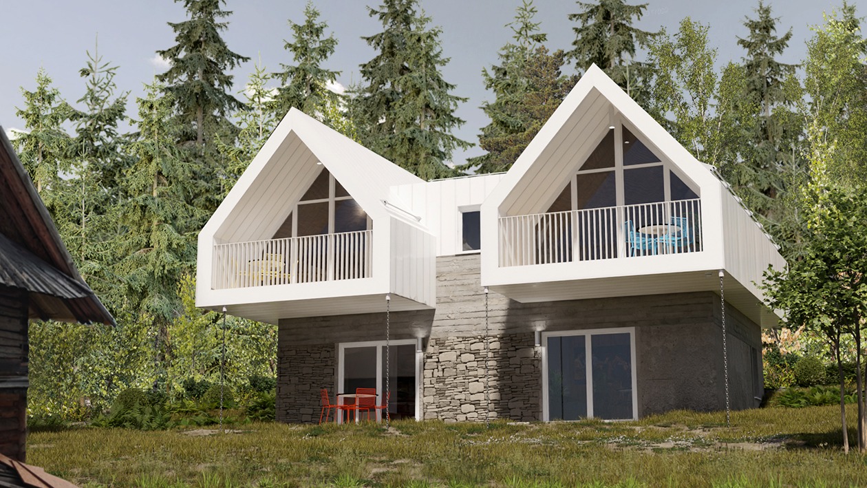 wisla-rental-house-zinc-cladding-front-architecture-trends-2020-PGPstudio Barn conversion from the garden