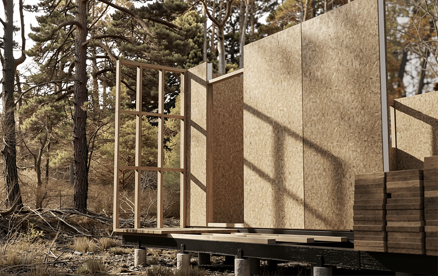 Garden house side wall in progress